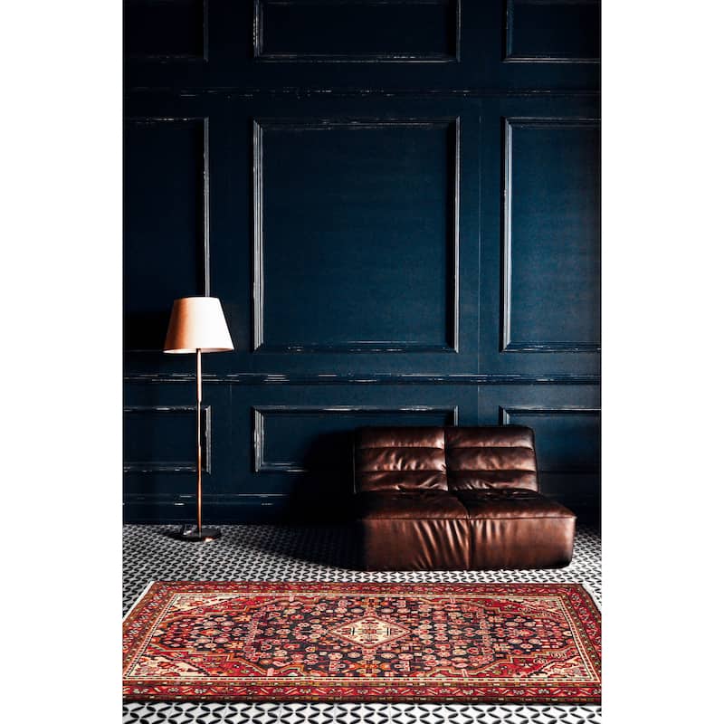 ECARPETGALLERY Hand-knotted Anatolian Vintage Dark Navy Wool Rug - 4'2 x 5'11
