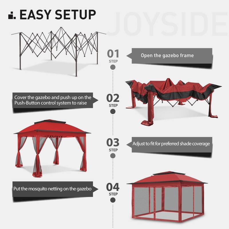 Cozywor 11 ft. x 11 ft. Steel Pop-Up Gazebo with Mosquito Netting