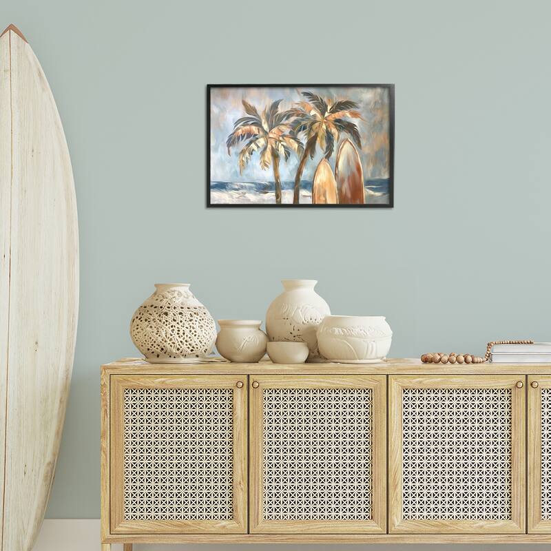 Stupell Warm Tropical Surfboards Framed Giclee Art Design By Ramona Murdock