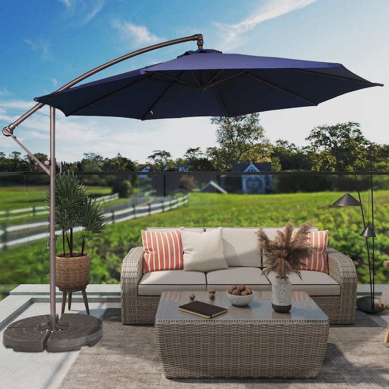 Clihome 10Ft Outdoor Crank Offset Cantilever Patio Umbrella, Without Base