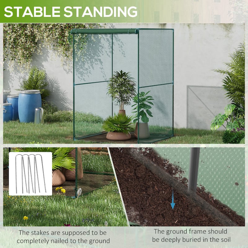Outsunny 4' x 4' Crop Cage, Plant Protection Tent with Zippered Doors for Vegetable Garden, Backyard