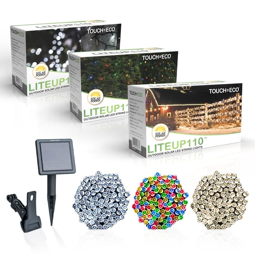 Solar Powered 110 LED Outdoor String Lights Multiple Color Options
