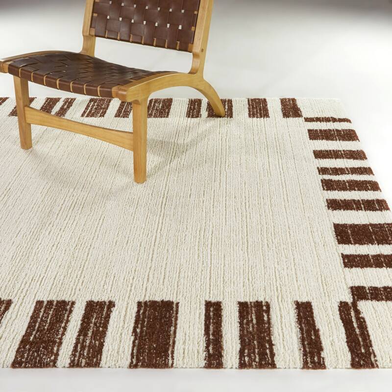 Alinari Abstract Border Area Rug - 7'10" x 10' - Burnt Orange