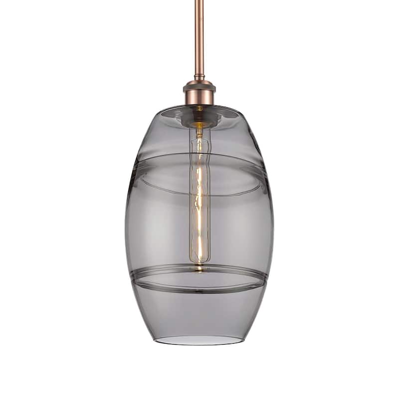 Innovations Lighting 516-1S-10-8 Vaz Pendant Vaz 8" Wide Mini Pendant - Antique Copper / Light Smoke