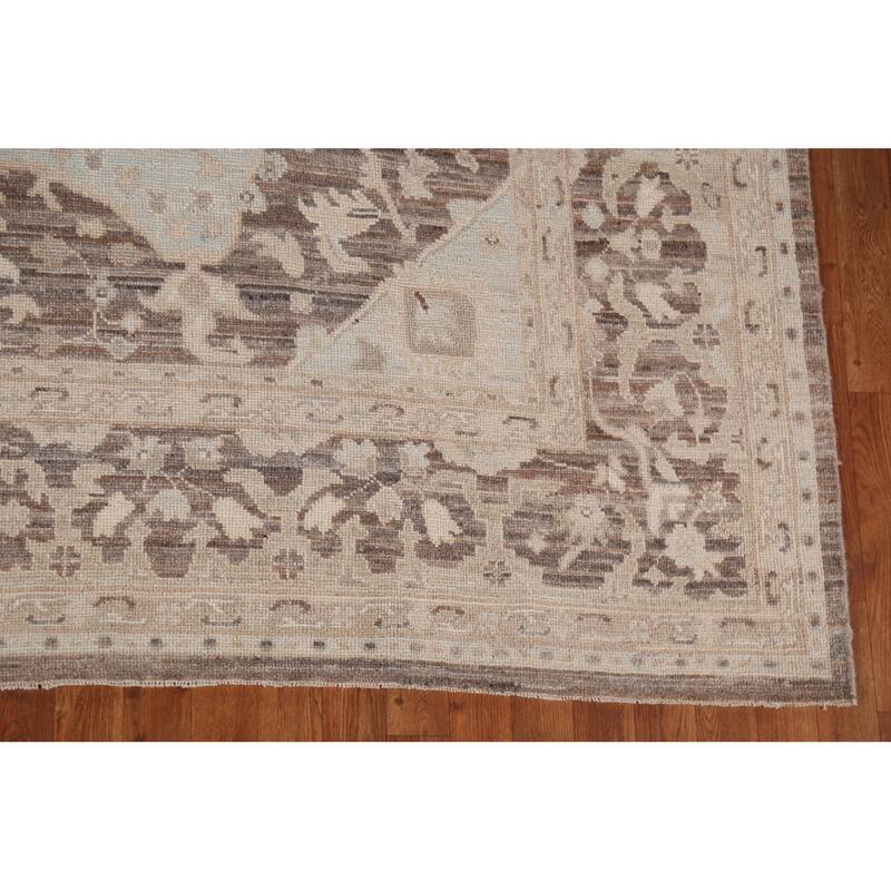 Vegetable Dye Oushak Turkish Area Rug Blue Hand-Knotted Wool Carpet - 8'2"x 9'10"