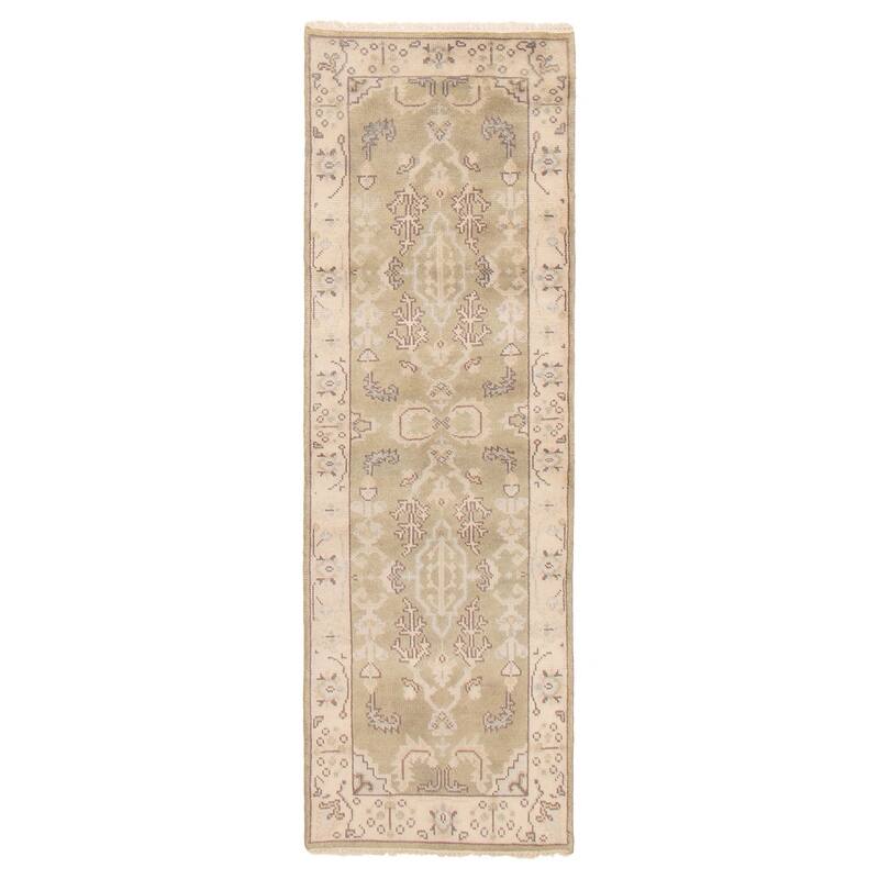 ECARPETGALLERY Hand-knotted Royal Oushak Olive Wool Rug - 2'7 x 8'0 - Olive - 2'7 x 8'0