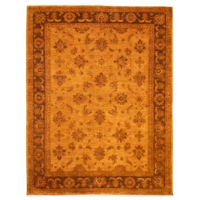 ECARPETGALLERY Hand-knotted Vibrance Light Orange Wool Rug - 9'1 x 11'8