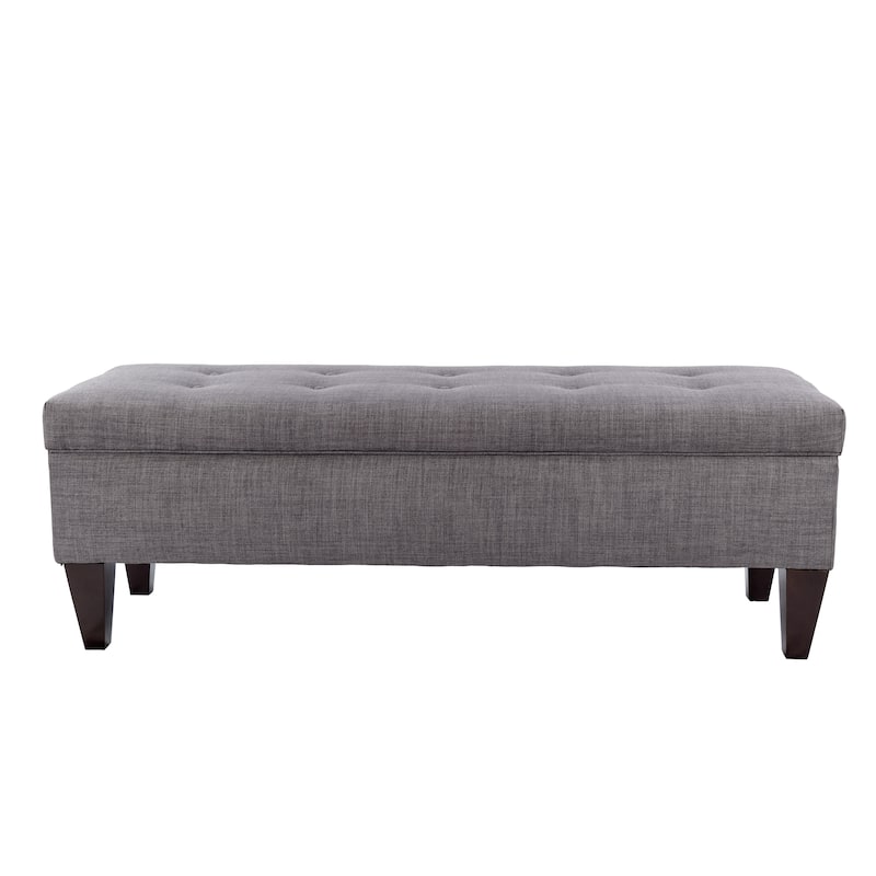 Brooke Button Tufted Long Storage Bench Ottoman - Grey/Red