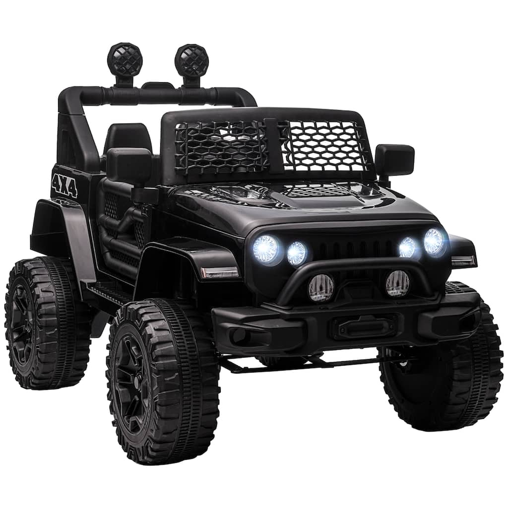 12V Ride-On Toy Truck with Parental Remote, Spring Suspension, and LED Lights