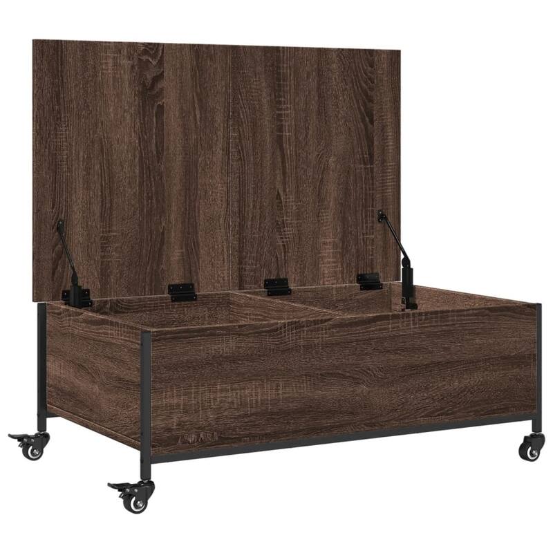 vidaXL Coffee Table Brown Oak Engineered Wood Small Modern - 21.7 x 35.8 x 13.4 in
