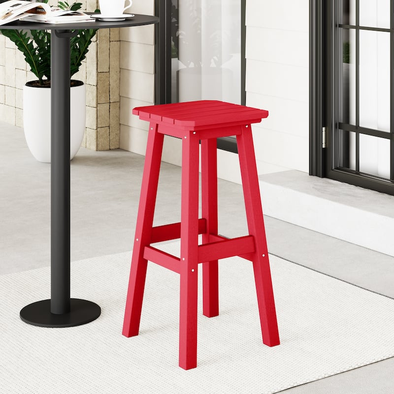 Polytrends Laguna Hdpe All Weather Outdoor Patio 29" Square Bar Stool - Red