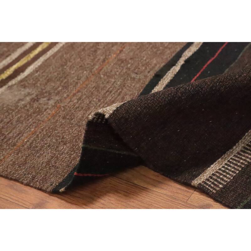 Hand Woven Oriental 100% Wool Carpet Southwestern Tribal Brown Kilim Area Rug - 10' 5'' X 6' 6''