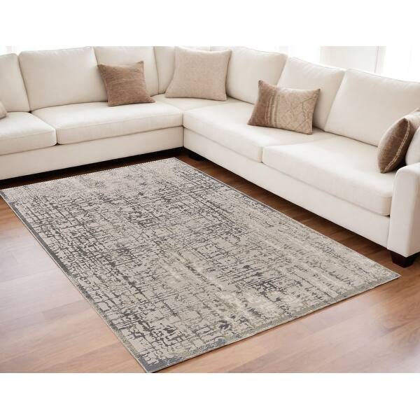 HomeRoots 5' X 8' Gray And Ivory Abstract Stain Resistant Area Rug - 5 ...