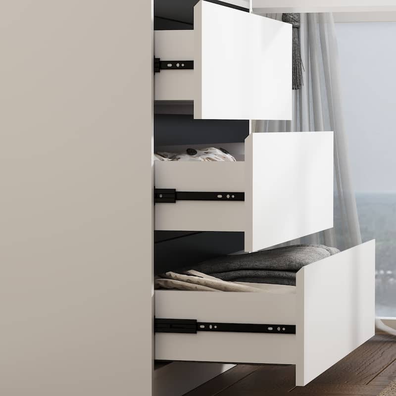 75" Armoire Wardrobe Closet with 3 Drawers, Clothes Organizer Closet with Storage Shelves