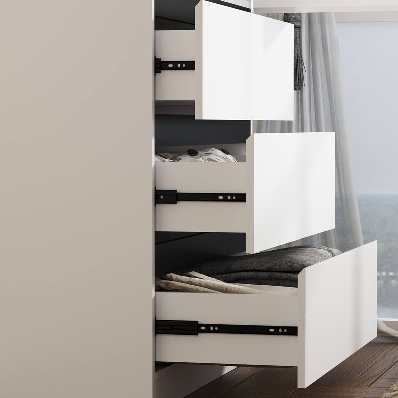 75" Large Modular Armoire Wardrobe Closet with 6 Drawers, Clothes Organizer Closet with Storage Shelves