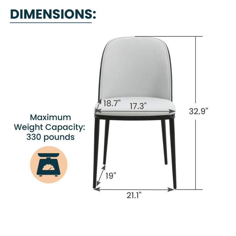Dining Chair with Upholstered Seat Side Chair with MDF Wood Frame in Steel Set of 4