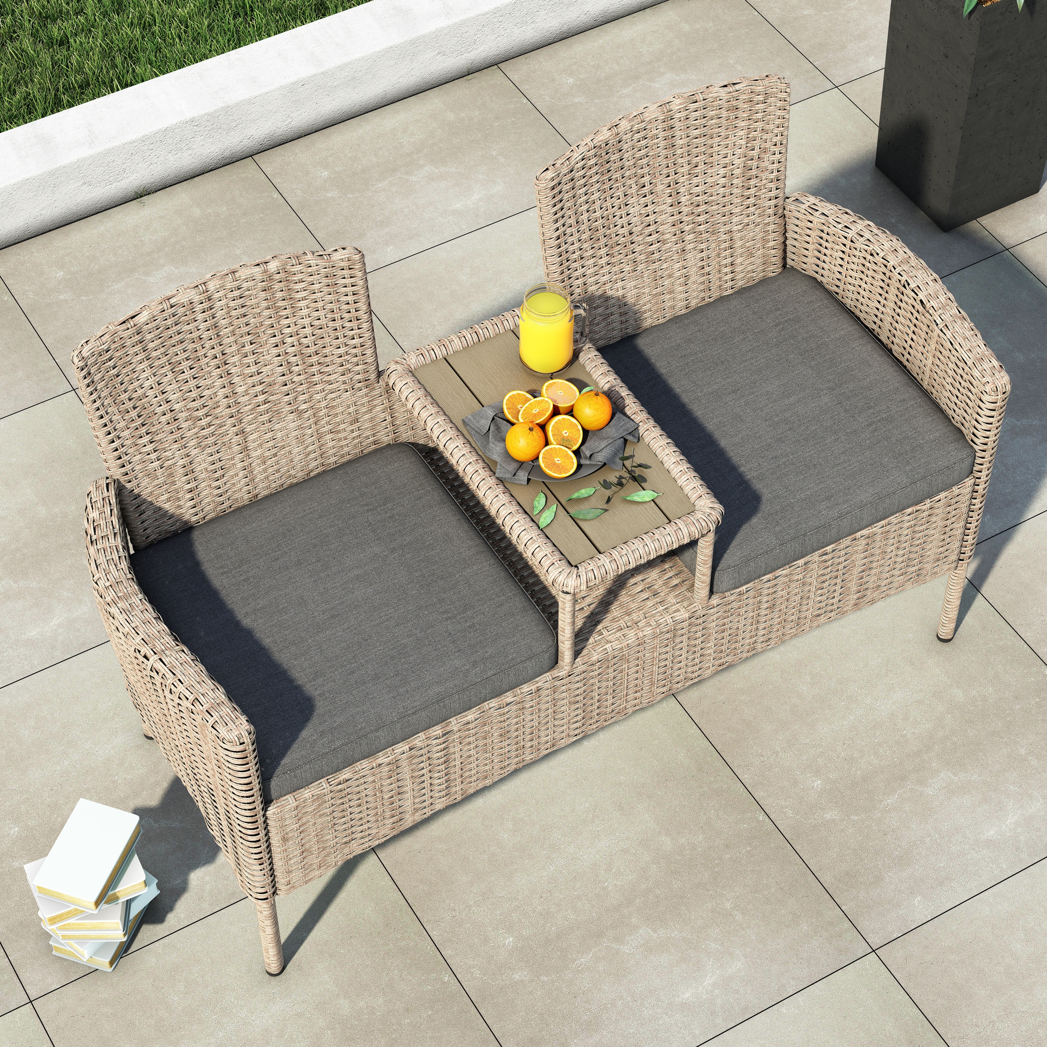 Rattan tete a hotsell tete garden seat