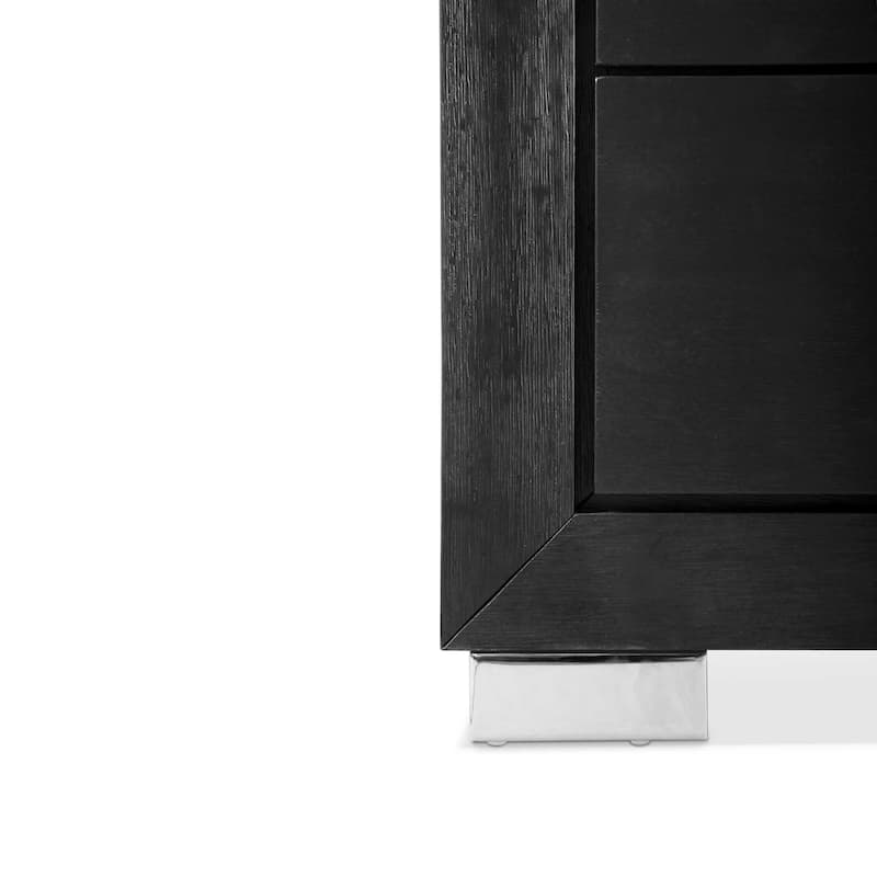 Furniture of America Alaric Modern Black Solid Wood 2-piece Dresser and Mirror Set With Cedar-Lined Bottom Drawer