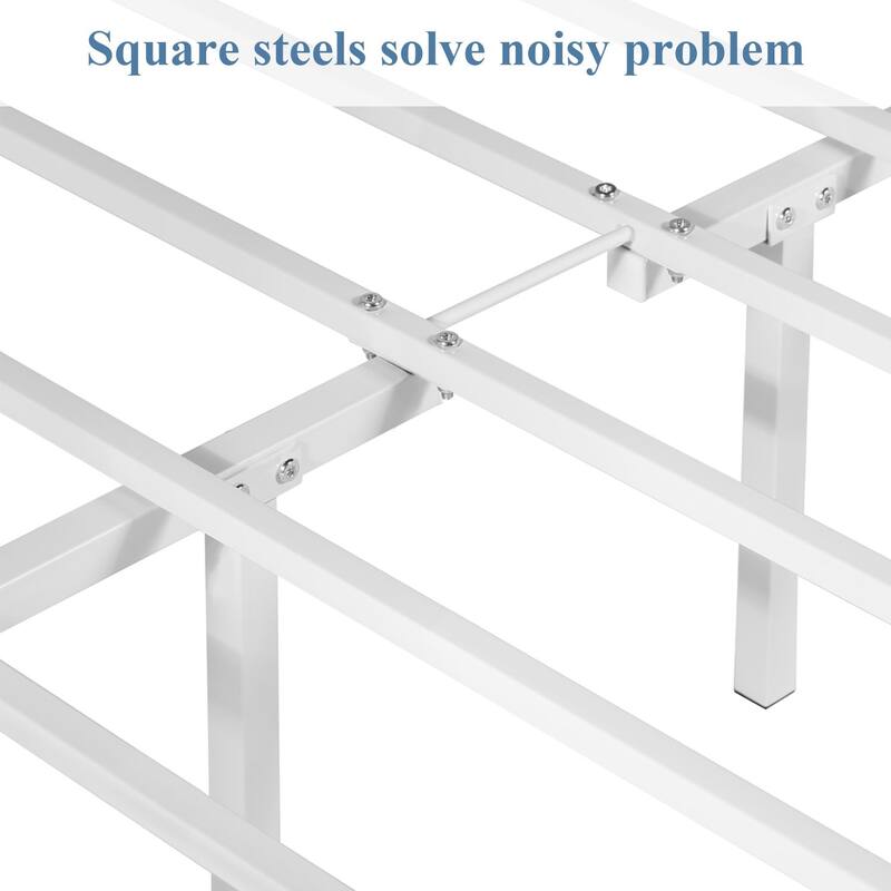 VECELOWhite Modern Bed Frame with Headboard and Footboard Sturdy Slat Support 12.6" Under-Bed Storage Space No box spring needed