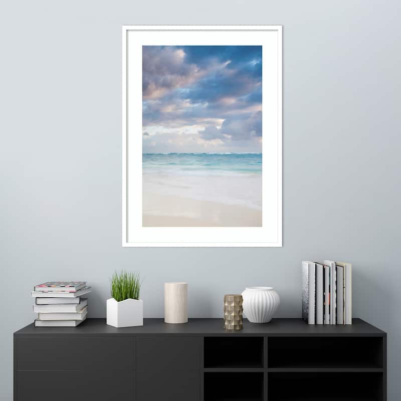 Bavaro Beach at Dawn by Walter Bibikow Danita Delimont Wood Framed Wall Art Print - Svelte White