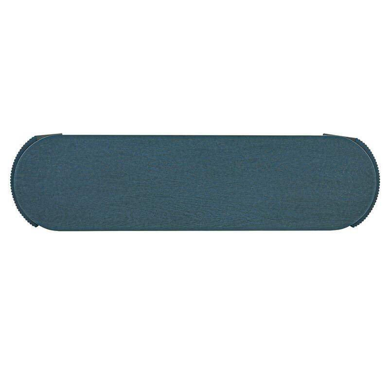 Oval-shaped Top Entryway Table Sofa Table with 2 Drawers, Fluted Console Table for Hallway or Home Decor