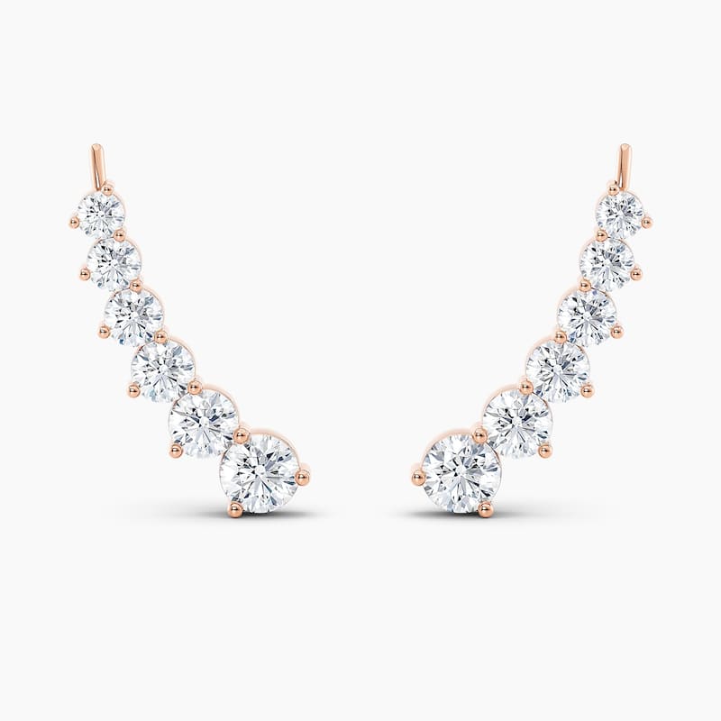 Auriya 3ctw Round Lab Grown Diamond Climber Earrings 14-karat Gold (E-F, VS1-VS2)