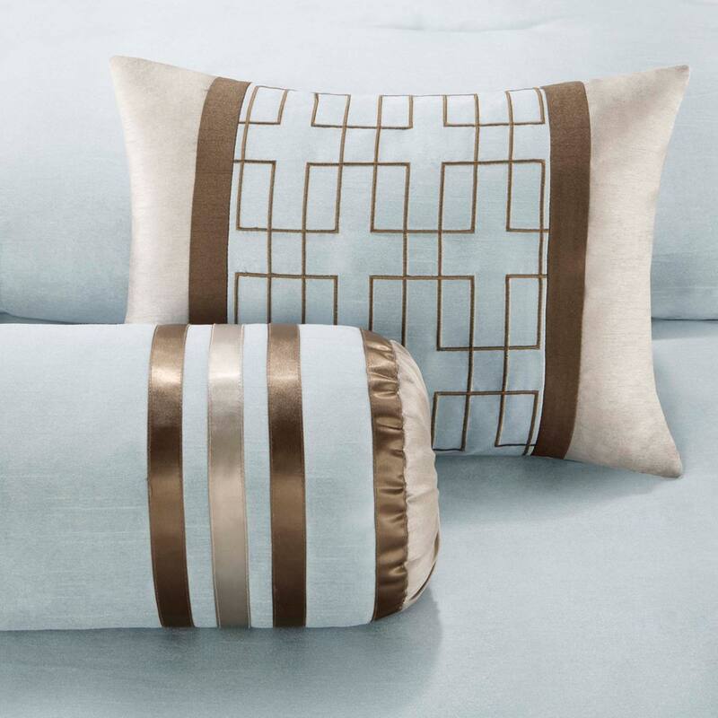 7 Piece Comforter Set Blue Queen