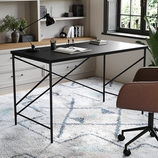 Martha Stewart Wood Grain Parsons Desk with Metal X-Frame - Bed Bath ...