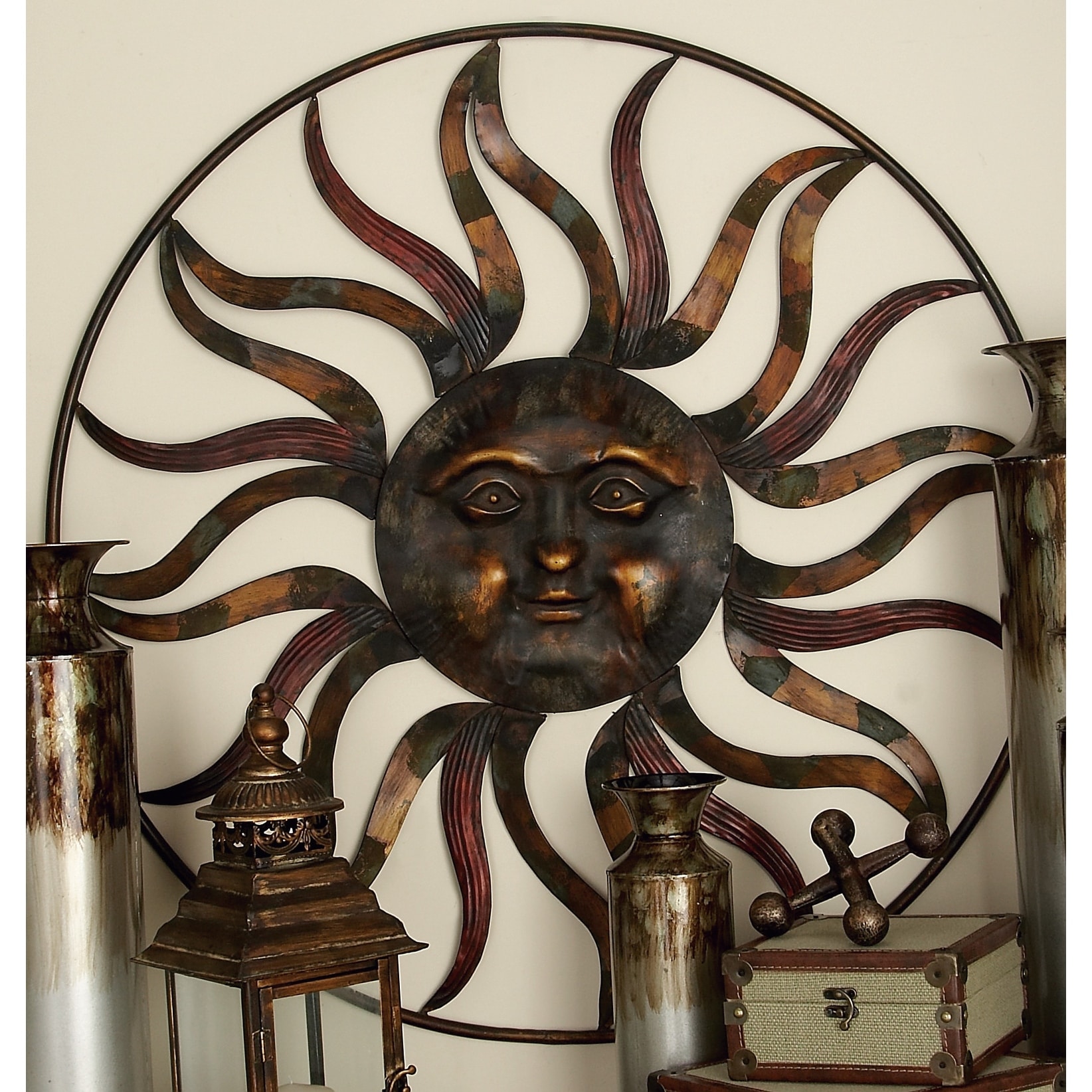 Decmode Metal Sun Wall Decor Bronze