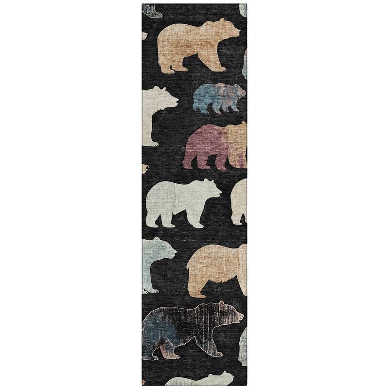 Machine Washable Indoor/ Outdoor Modern Bear Chantille Rug