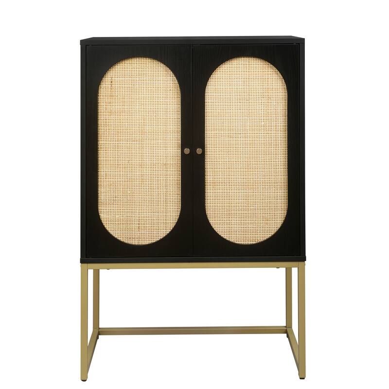 Natural Rattan 2 Door high cabinet with adjustable shelf