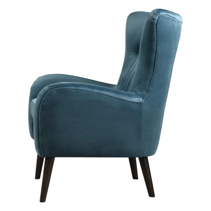 Uttermost Dax 29 Inch Wide Wood Frame Accent Chair with Fabric - Teal Velvet