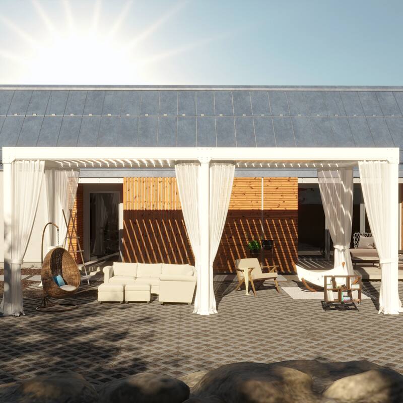 Cozywor Adjustable Louvered Roof Aluminum Pergola with Net Curtain