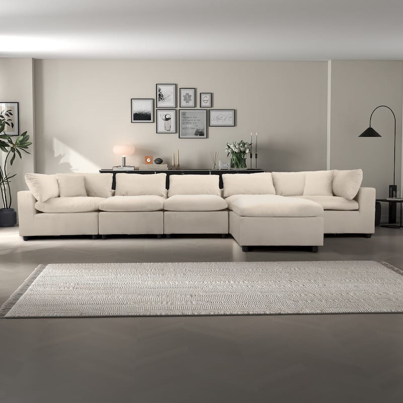 GDFStudio - Hayward Velvet 6-Seater Modular Sectional Sofa