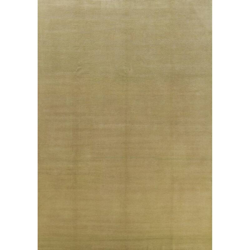 Hand Knotted Oriental 100% Wool Carpet Modern Solid Green Gabbeh Area Rug - 12' 0'' X 9' 4''