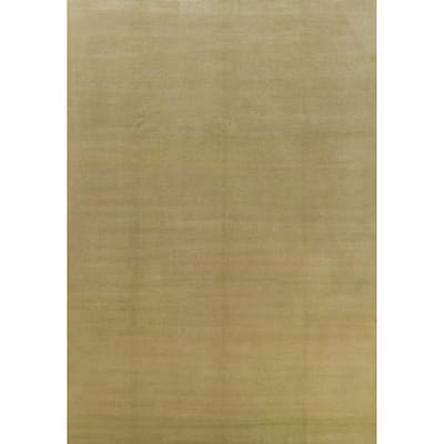 Hand Knotted Oriental 100% Wool Carpet Modern Solid Green Gabbeh Area Rug - 12' 0'' X 9' 4''