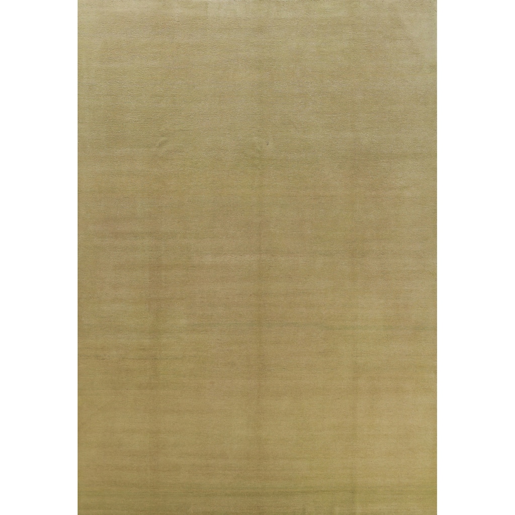 Hand Knotted Oriental 100% Wool Carpet Modern Solid Green Gabbeh Area Rug - 12' 0'' X 9' 4''