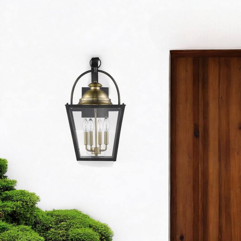 Bronze Glass LED Flush Mount Outdoor Wall Light with Bulbs
