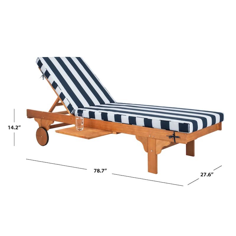SAFAVIEH Outdoor Aubrie Adjustable Chaise Lounge Chair with Wheel.