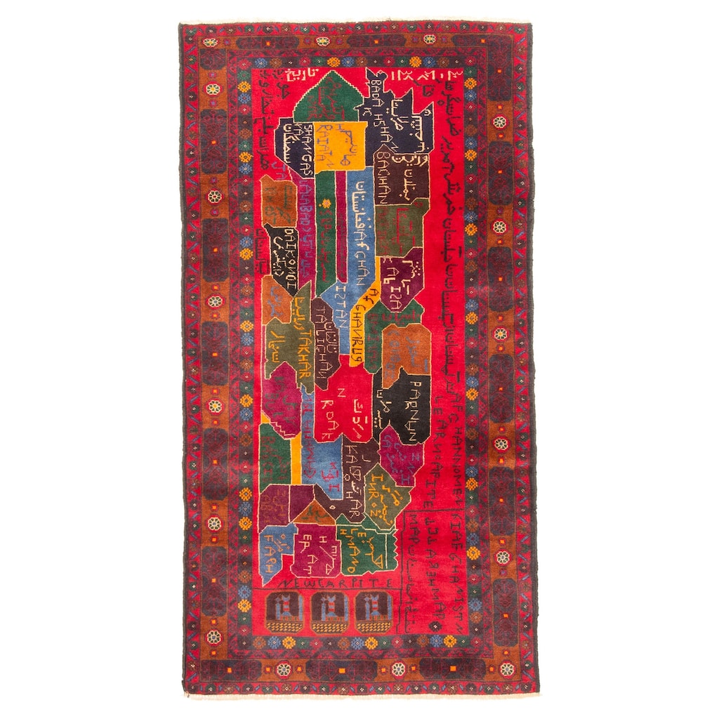 ECARPETGALLERY Hand-knotted Teimani Red Wool Rug - 3'6 x 7'0