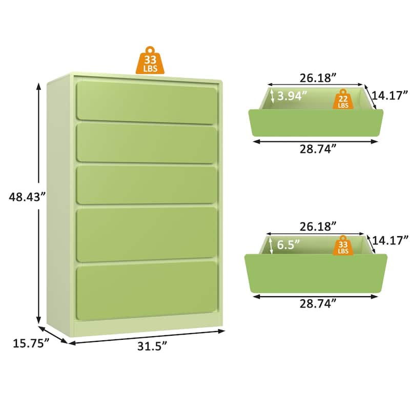 VEIKOUS 5-Drawer Chest of Dresser Storage Clothes Organizer for Bedroom, Organizers and Storage with Anti-Tipping Device