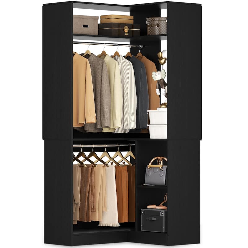 Cimly Freestanding Corner Closet system, Space-saving Closet Organizer for Walk-in Closet