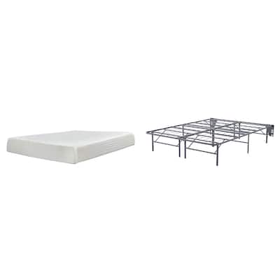Signature Design by Ashley 10 Inch Chime Memory Foam Black/White 2-Piece Queen Mattress Package