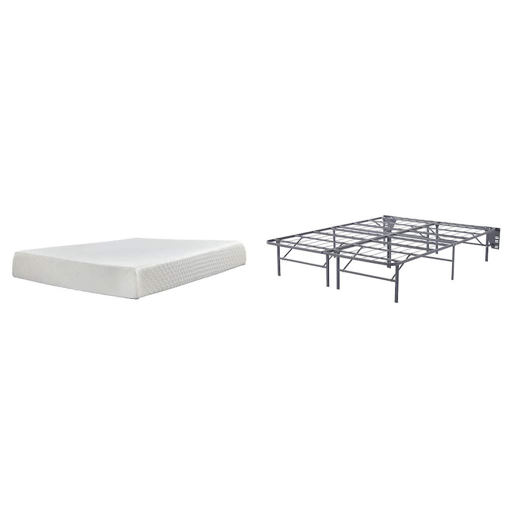 Signature Design by Ashley 10 Inch Chime Memory Foam Black/White 2-Piece Queen Mattress Package