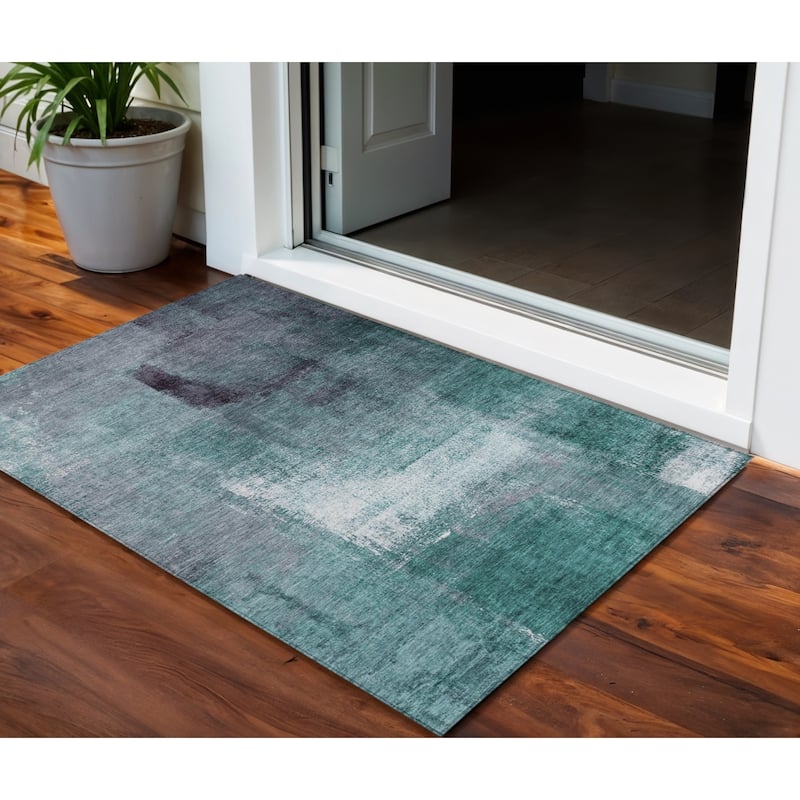 HomeRoots Abstract Transitional Rectangle Outdoor Rug - 3' x 5'