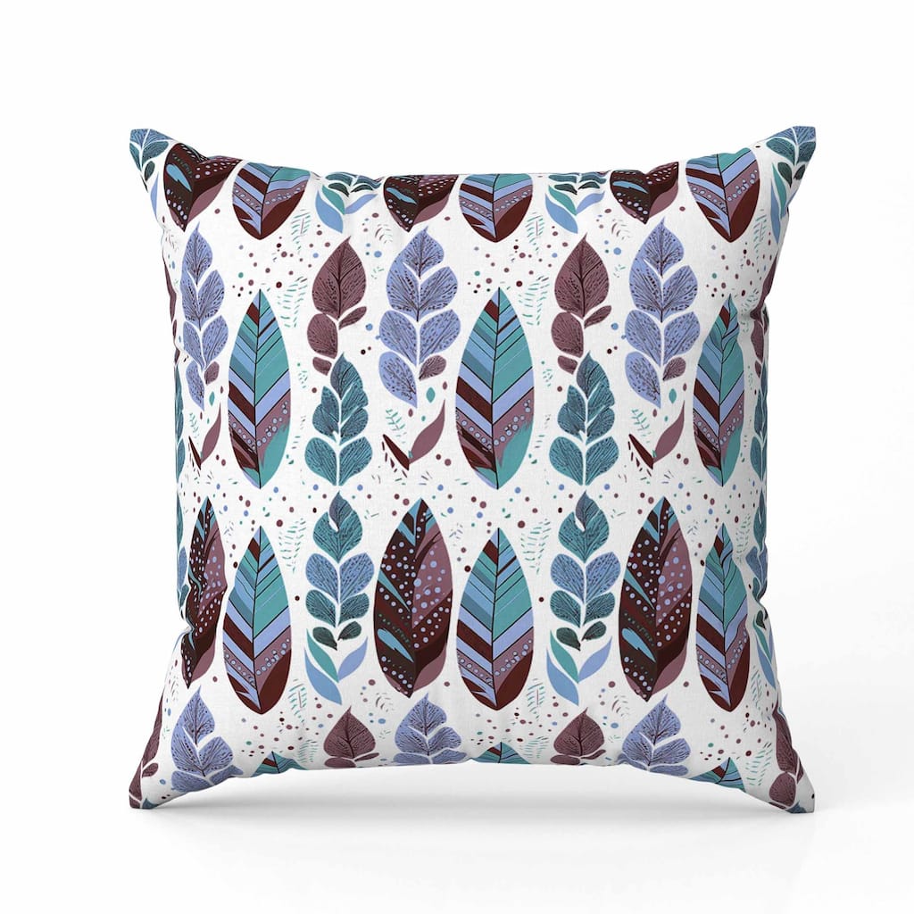 Tribal Leafy Treasures Faux Suede Reversible Throw Pillow Brown and Teal