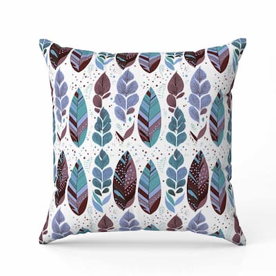 Tribal Leafy Treasures Indoor/Outdoor Reversible Throw Pillow Brown and Teal