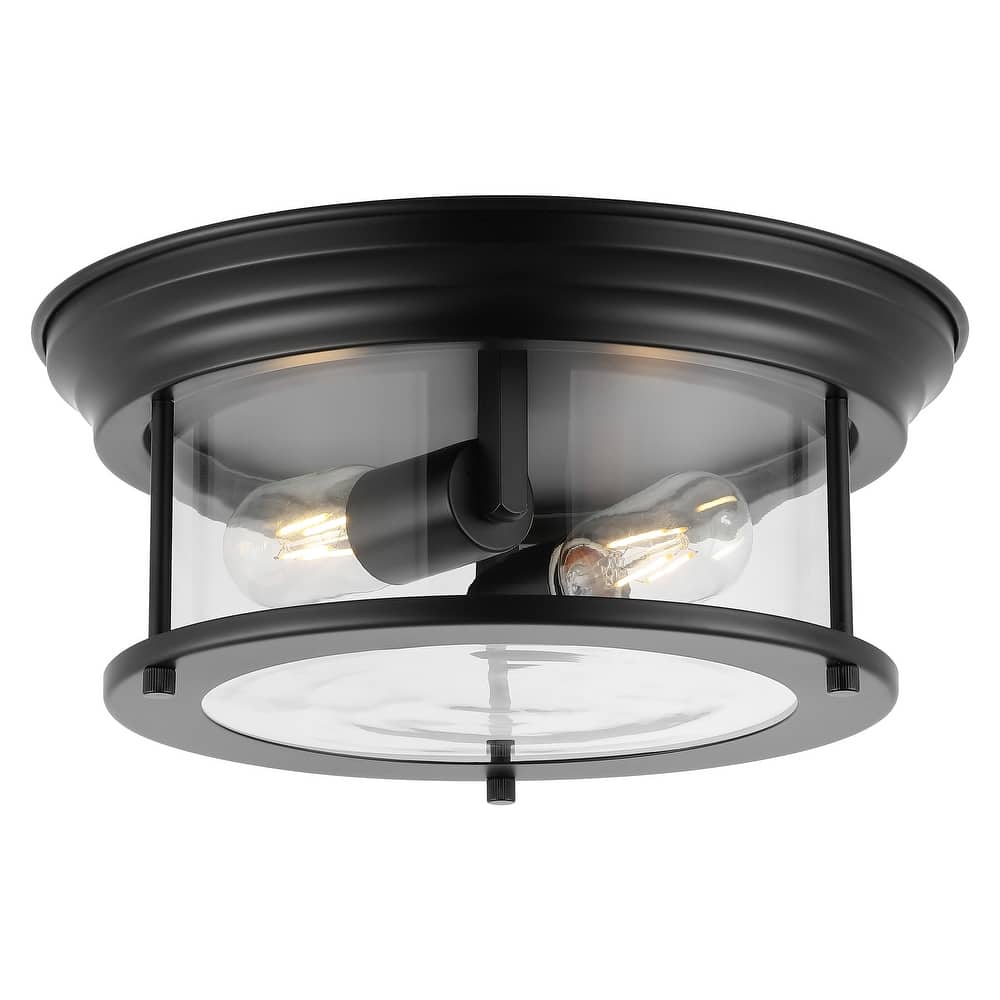 Henry 13.25" Metal/Glass LED Flush Mount, by JONATHAN Y