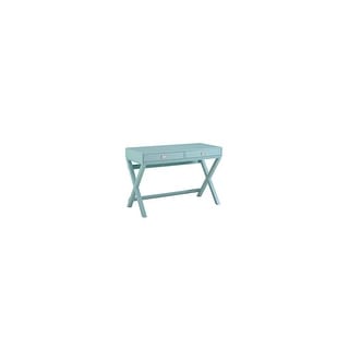 Blue Writing Desk with Drawers - Freestanding Home Office Desk - 44 ...