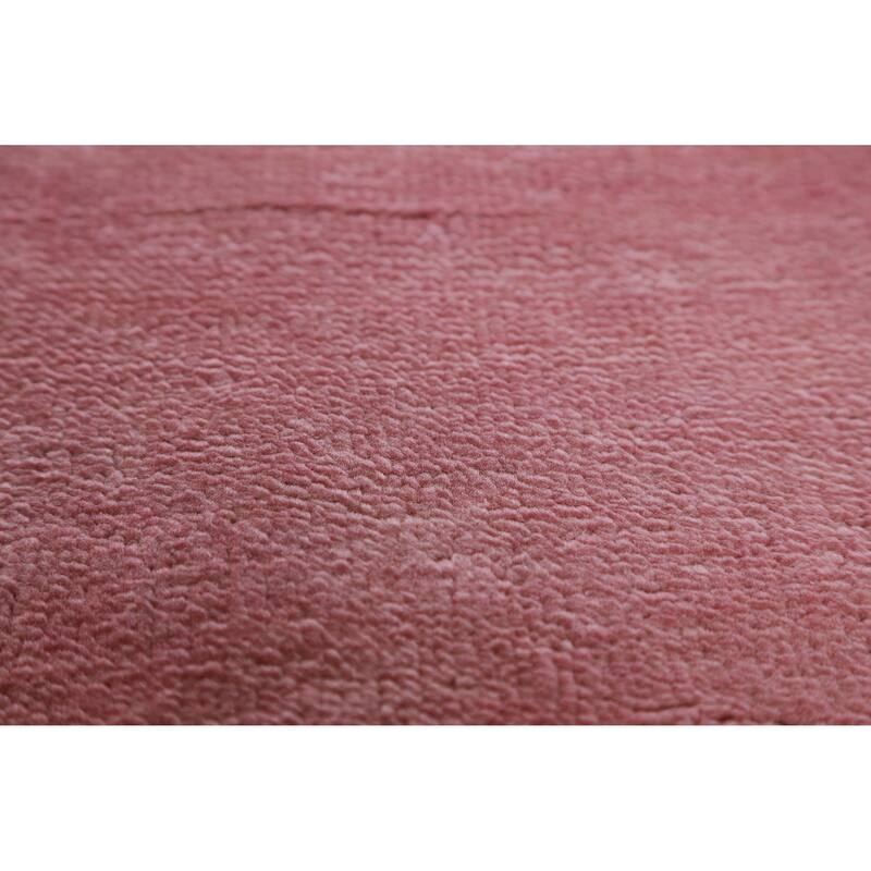 Hand Knotted Oriental 100% Wool Carpet Modern Solid Pink Gabbeh Area Rug - 12' 4'' X 9' 1''